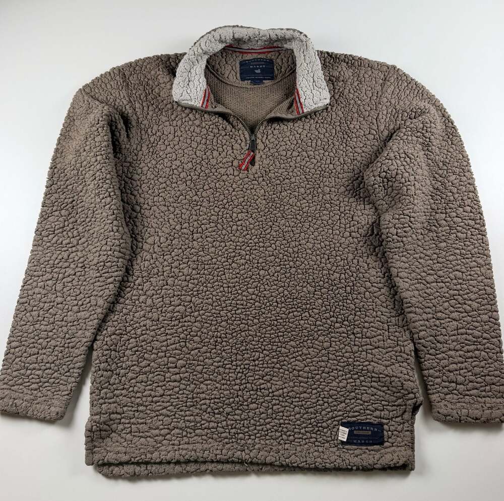 Southern Marsh Unisex XS Sherpa Fleece 1/4 Zip Pullover Brown Taupe Outdoor